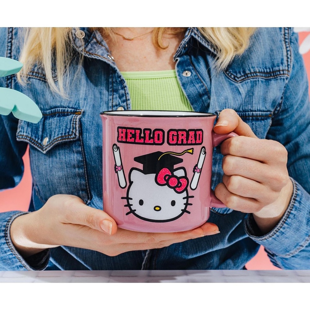 NEW Sanrio Hello Kitty "Hello Grad" Ceramic Glitter Mug | Holds 20 Ounces